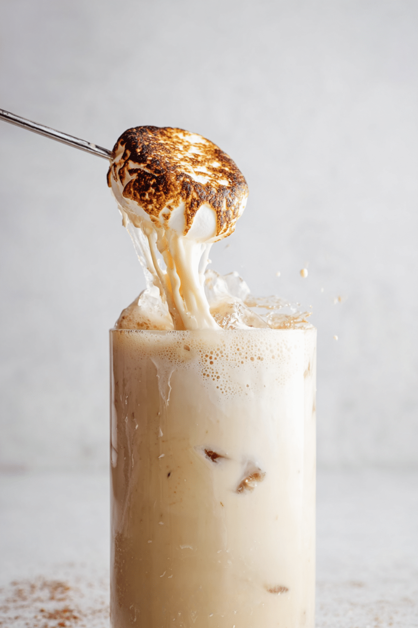 Toasted Sugar Free Marshmallow with Iced Coffee Toasted sugar free marshmallows melting into iced latte