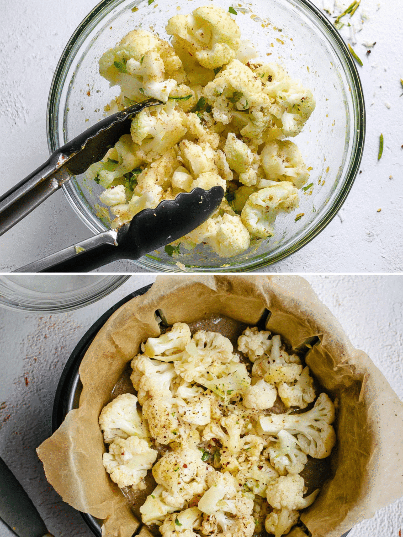 Preparing Cauliflower in Air Fryer with Lemon and Cumin Preparing cauliflower in air fryer with lemon and cumin