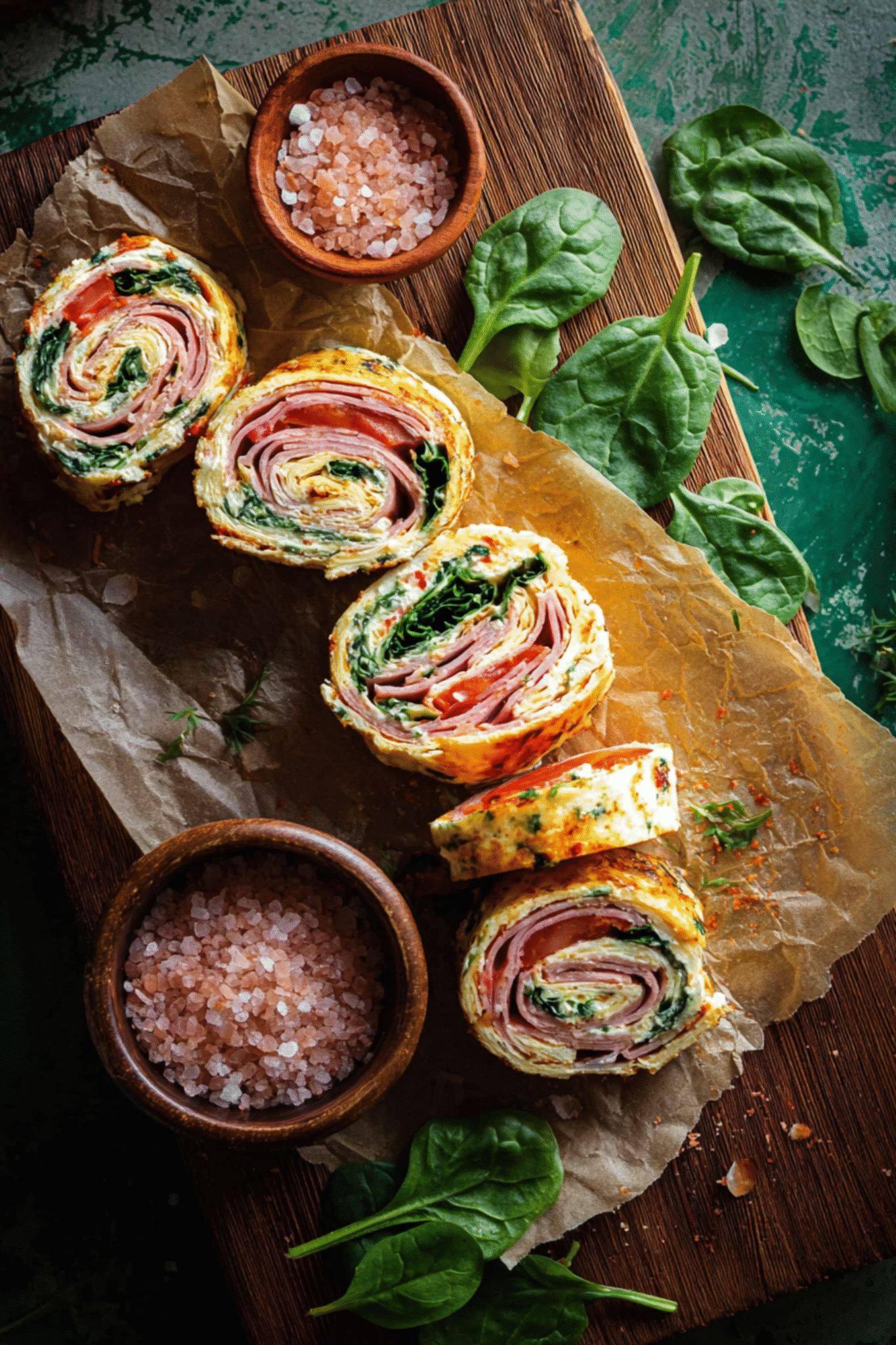 Rolled Cottage Cheese Flatbread with Spinach Cottage cheese flatbread wraps filled with spinach and ricotta