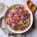 Tasty cabbage and carrot salad with sesame dressing