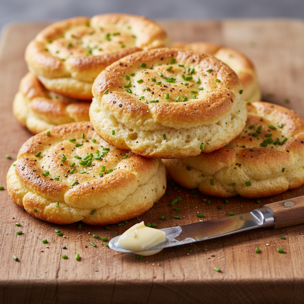 Savory Cloud Keto Bread topped with chives and butter